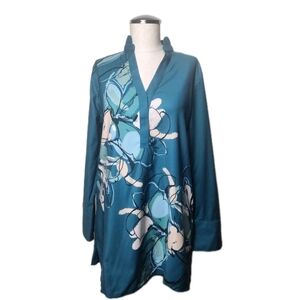 Chico’s Women's Stretch Blouse No Iron Urban Wildflower Tunic Top Size 0 (4) S